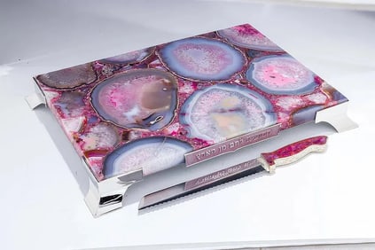 A STERLING SILVER AND COLORED AGATE CHALLAH BOARD BY YAAKOV DAVIDOFF