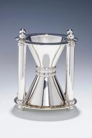 A LARGE STERLING SILVER WASHING CUP HOUR GLASS MICHAEL KUPIETSKY ISRAEL