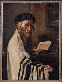ALOIS HEINRICH PREICHENFRIED.OIL ON BOARD OF HASIDIC MAN IN PRAYER