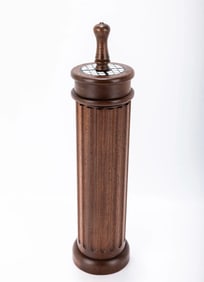 A LARGE WOOD INLAID SEPHARDIC STYLE MEGILLAH CASE BY CATRIEL SUGARMAN. Jerusalem, 1995. Hand carved