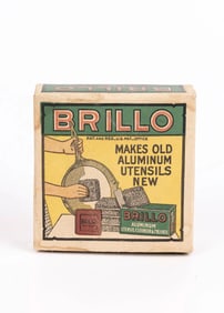 AN EARLY BRILLO PAD WITH YIDDISH BOX. United States, c. 1920. Wonderfully printed box with kosher ce