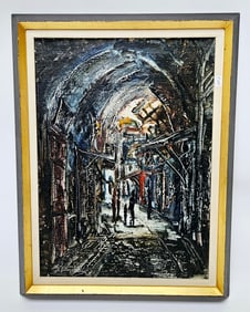 TZVI RAPHAELI. Oil on Canvas. Old City Scene