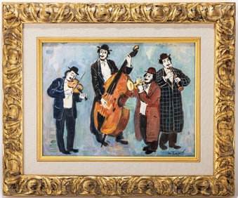 MARK FURMAN. (Ukraine, 1945 - Israel, 2014) Oil on canvas. Klezmorim. 11.7" x 15.9".