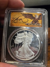 2019-W $1 SILVER EAGLE PROOF. PCGS PR70DCAM. First day of issue. Edition of 10,000. US MINT AIP mast