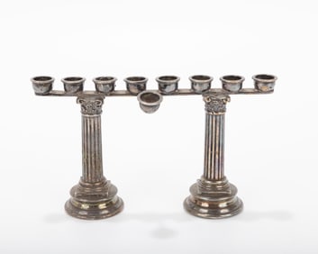 A STERLING SILVER MENORAH. Italy, modern.