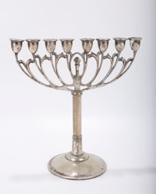 A SILVER HANUKKAH MENORAH. Vienna, c. 1920.