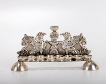 A MINIATURE SILVER HANUKKAH LAMP. Probably Israel, c. 1970