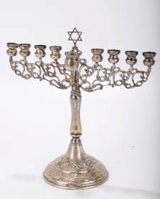 A STERLING SILVER HANUKKAH MENORAH. Israel, 20th century.