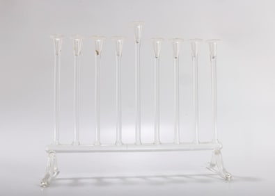 A GLASS MENORAH. Italy or Israel, 20th century.