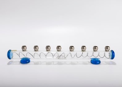 A GLASS HANUKAH LAMP BY HOSHEN. Israel, 20th century.