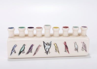 A CERAMIC HANUKKAH LAMP BY POMERANTZ. Jerusalem, c. 1990