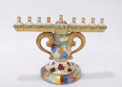 A LARGE CERAMIC HANUKKAH MENORAH BY DORI. American 2011,