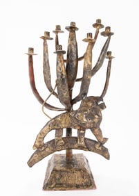 A BRUTALIST BRASS LAMP. Probably Israel or American, 20th century.
