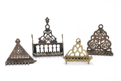 A GROUP OF FOUR HANUKKAH LAMPS. Probably Israel, modern.