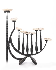 A LARGE CHANUKAH MENORAH BY DAVID PALOMBO (1920 - 1966). Israel.