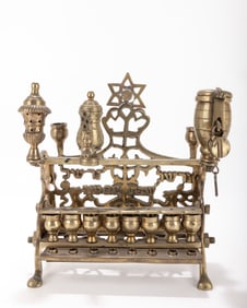 AN IMPORTANT BRASS HANUKKAH LAMP. Poland, c.1820.