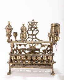 AN IMPORTANT BRASS HANUKKAH LAMP. Poland, c.1820.