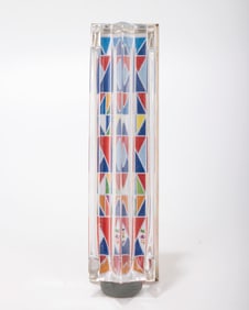 A GLASS AND SILVER MEZUZAH CASE BY YAACOV AGAM. Israel, c. 1980.