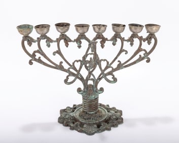 AN ART NOUVEAU HANUKKAH MENORAH. American, c. 1900.