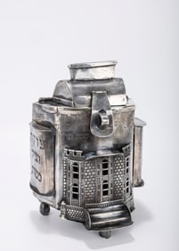 A MONUMENTAL SILVER CHARITY CONTAINER. Probably Israel, 20th century. Almost 40 ozt