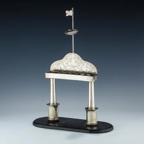 A RARE AND IMPORTANT SILVER HANUKKAH MENORAH BY BERGER. Germany c. 1810.