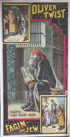 AN ORGINIAL OLIVER TWIST WOOD BLOCK THREE SHEET POSTER