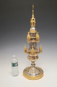 A MONUMENTAL STERLING SILVER COMMUNITY SPICE TOWER/HAVDALAH COMPENDIUM BY SHUKI FREIMAN. Israel,