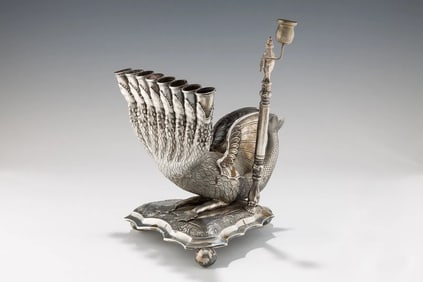 A RARE AND IMPORTANT HANUKKAH LAMP. Altenberg, c. 1830 - 50.