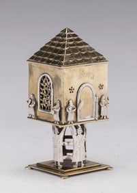 A BRASS AND STERLING SILVER SPICE CONTAINER BY ODED DAVIDSON. Jerusalem, c. 1990.