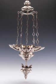 A RARE AND IMPORTANT SILVER SABBATH LAMP. Italy