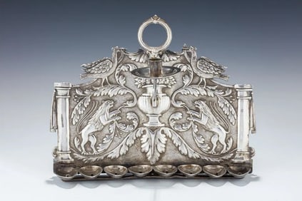 AN EARLY SILVER CHANUKAH LAMP. Brunn, 1816.