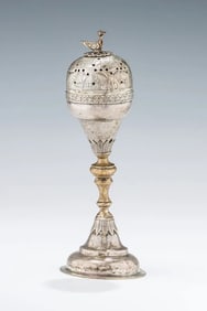 AN EARLY SILVER FRUIT FORM SPICE CONTAINER. Poland, c. 1820.