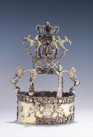 A RARE AND IMPORTANT SILVER TORAH CROWN TARNOGRAD, POLAND