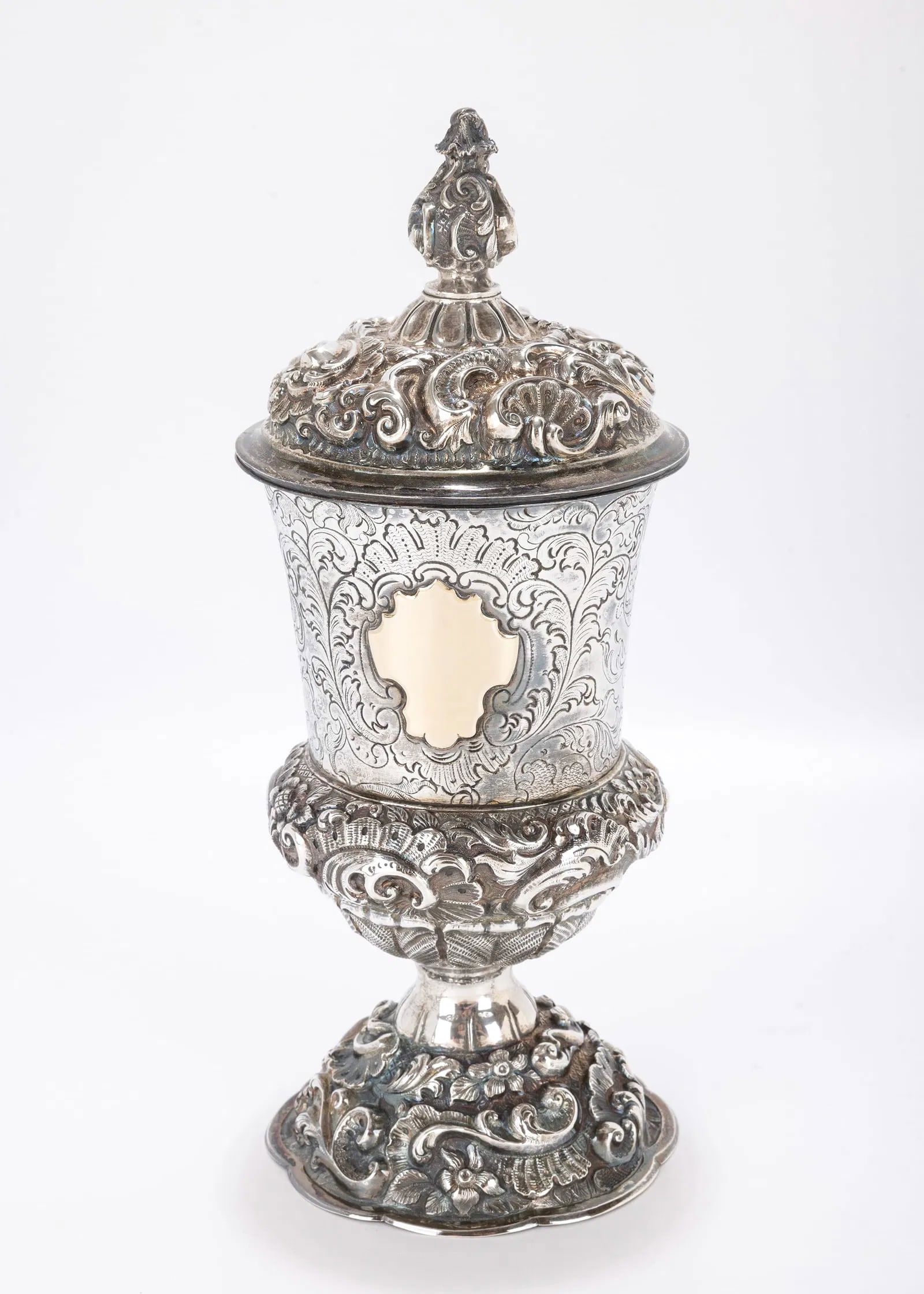 A LARGE SILVER COVERED GOBLET. Germany, 19th century. (1 of 1)