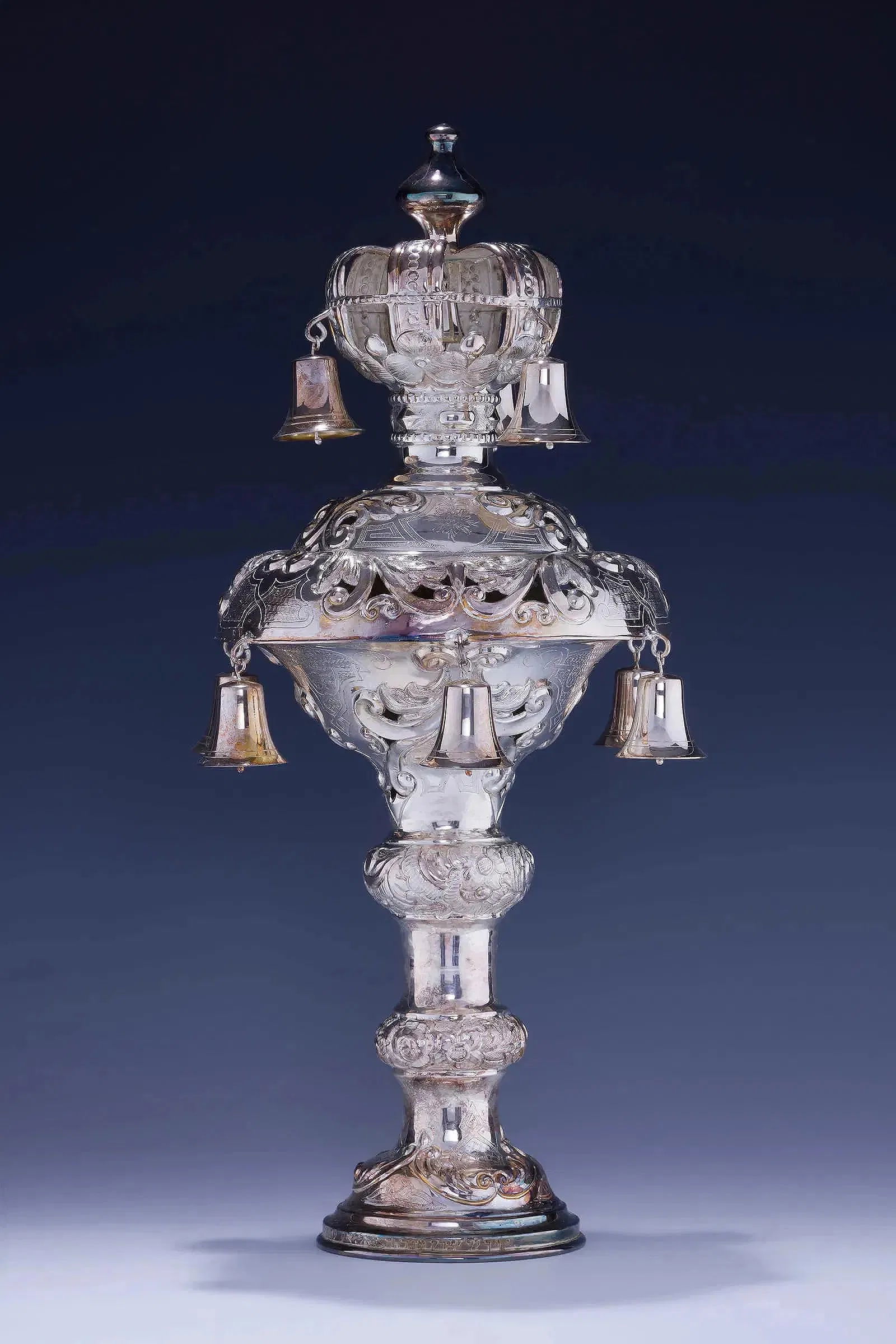 AN EXCEPTIONALLY LARGE SILVER TORAH ORNAMENT VIENNA, C. 1890 (1 of 1)