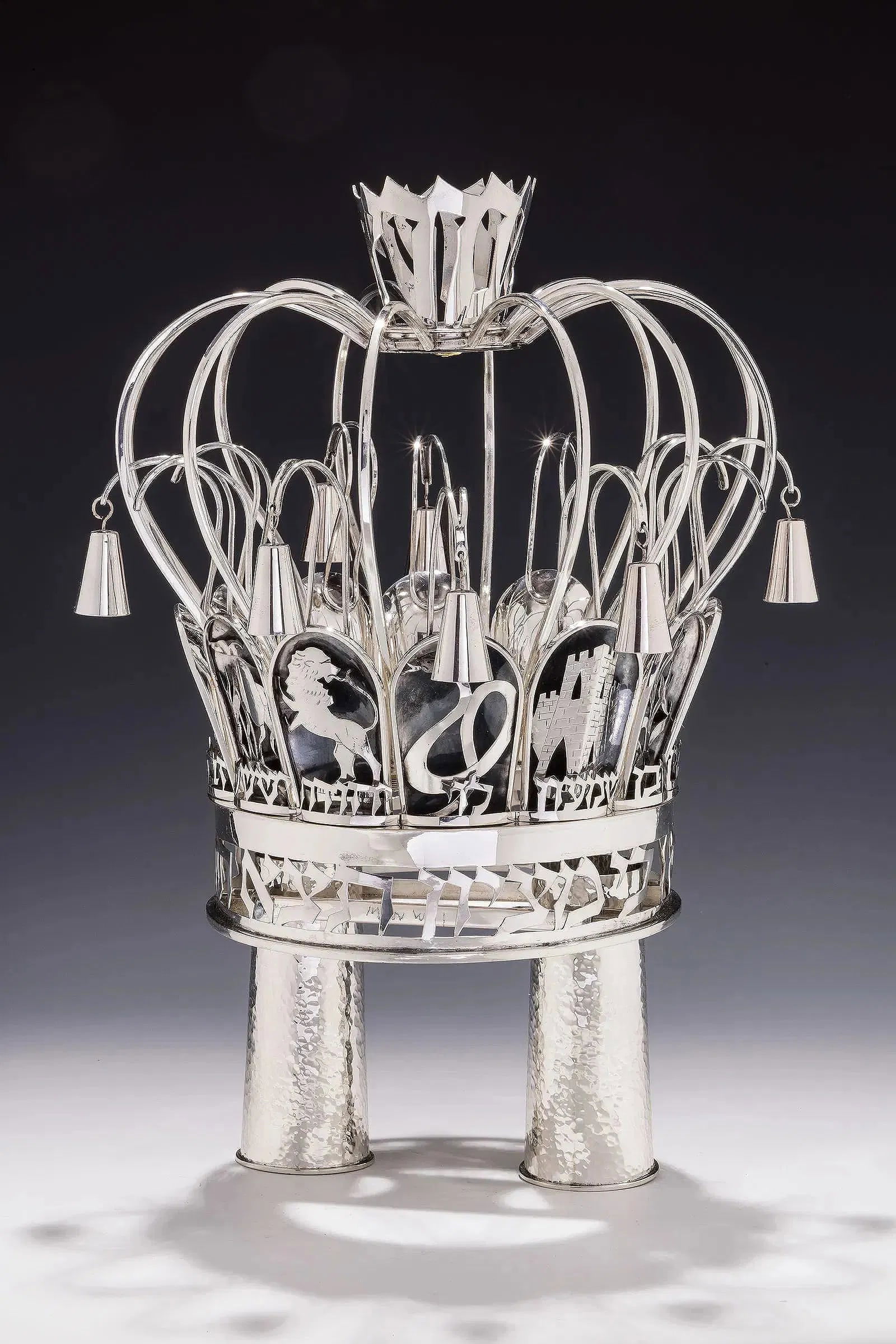 A LARGE STERLING SILVER TORAH CROWN BY A. SEGAL. Israel, c.1990 (1 of 1)