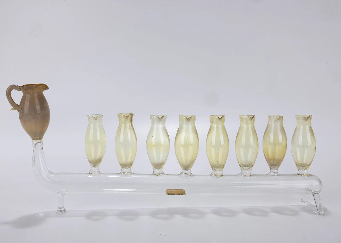 A GLASS MENORAH BY ZCUCAN. Israel, 20th century. (1 of 1)