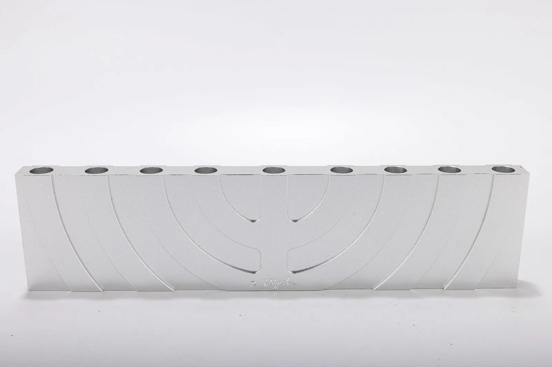 AN ALUMINUM HANUKKAH MENORAH BY ZELIG SEGAL 1933-2015 . Israel (1 of 4)