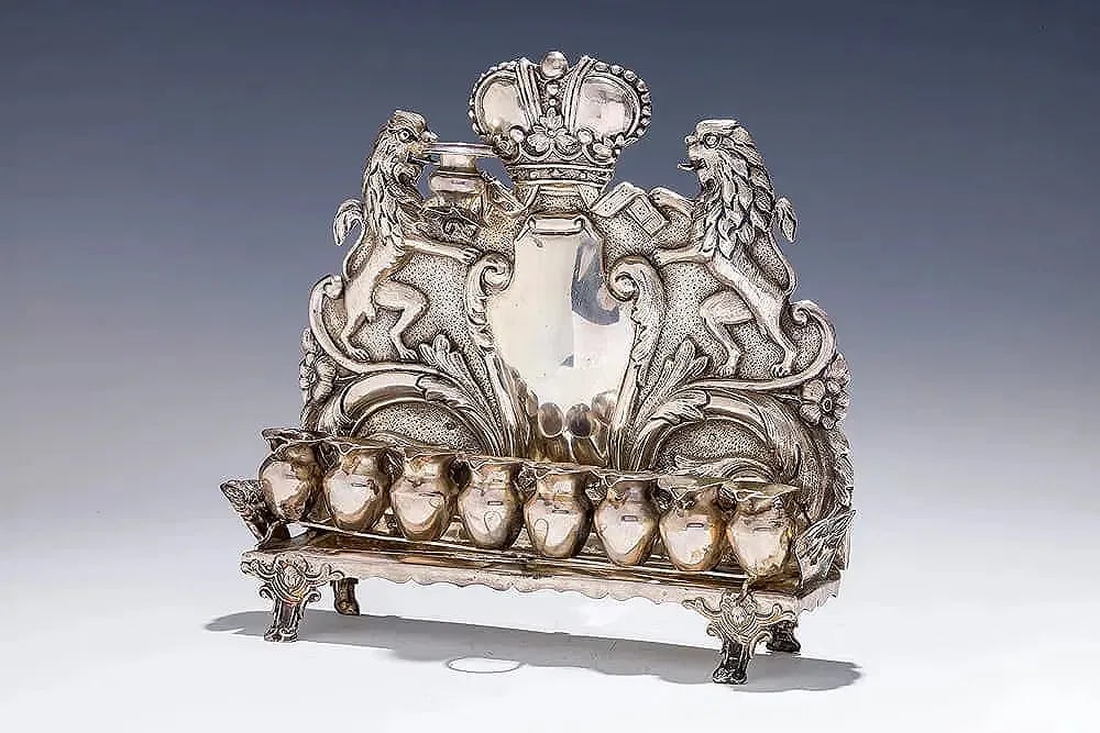 AN ANTIQUE SILVER HANUKKAH LAMP. Vienna, c. 1890 (1 of 5)
