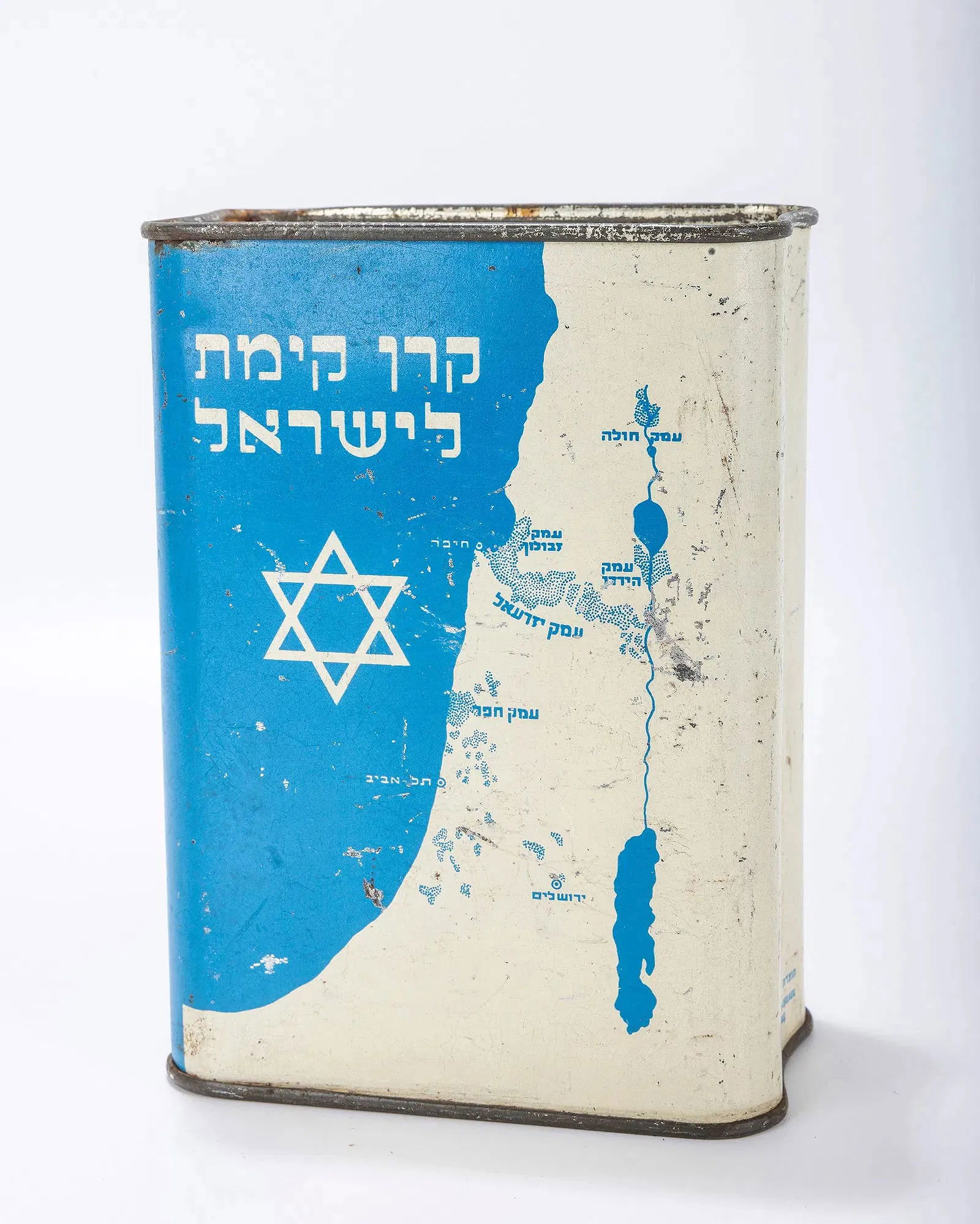 A VERY LARGE JEWISH NATIONAL FUND COLLECTION CONTAINER. Palestine, c. 1925. With the Keren Kayemet L (1 of 1)