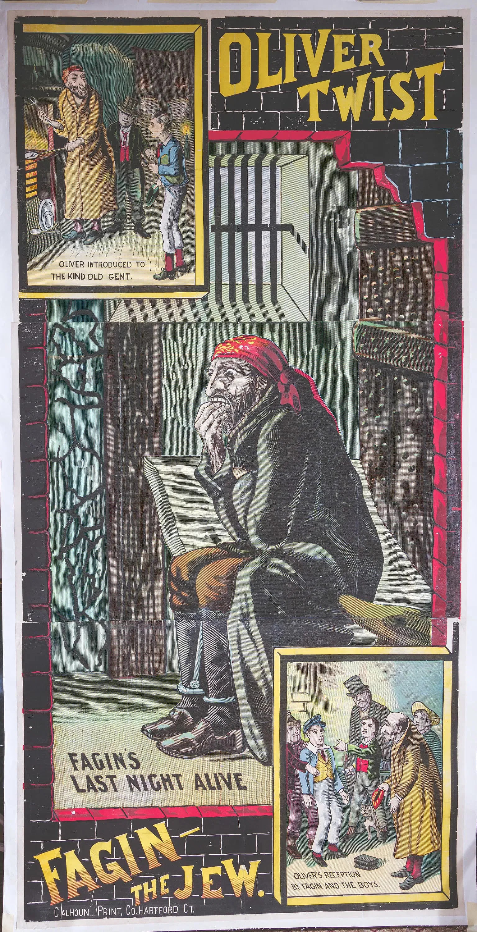 AN ORGINIAL OLIVER TWIST WOOD BLOCK THREE SHEET POSTER (1 of 1)