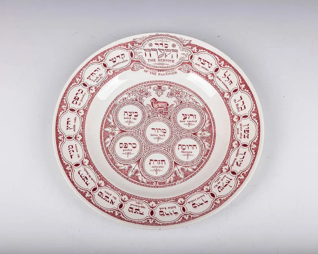 A PORCELAIN SEDER PLATE BY RIDGEWAYS. London, c. 1920. With the order of the Seder and the appropria (1 of 1)
