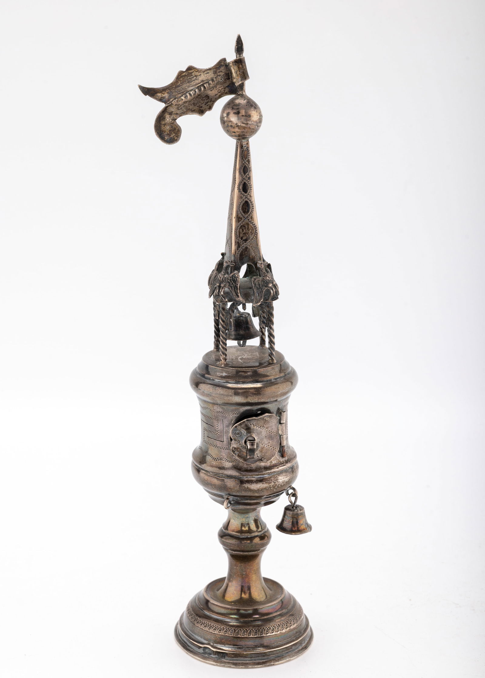 A LARGE SILVER SPICE TOWER BY M. KHARLOP. Warsaw, c.1890 (1 of 3)