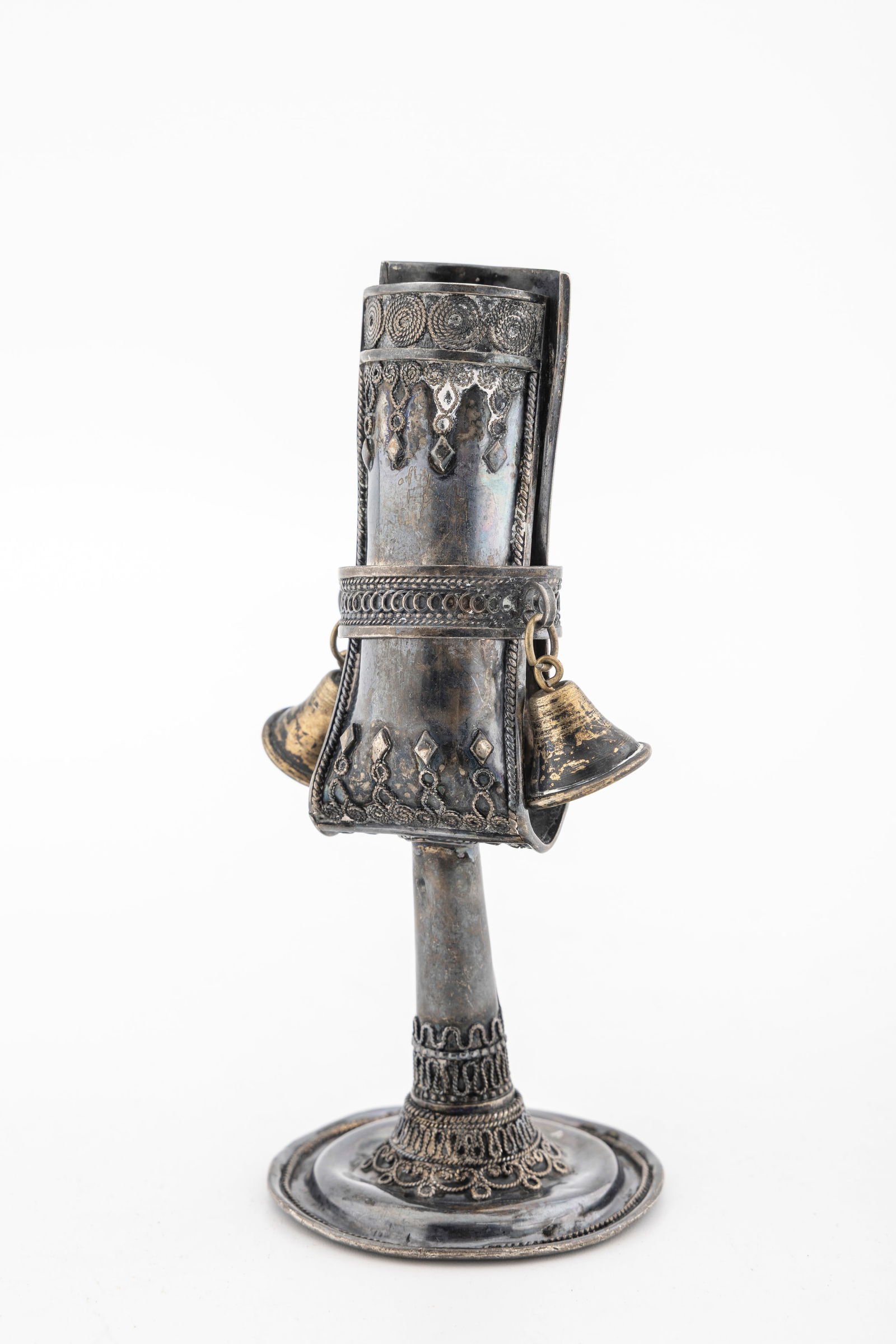 A STERLING SILVER HAVDALLAH CANDLE HOLDER BY THE BEZALEL SCHOOL (1 of 1)