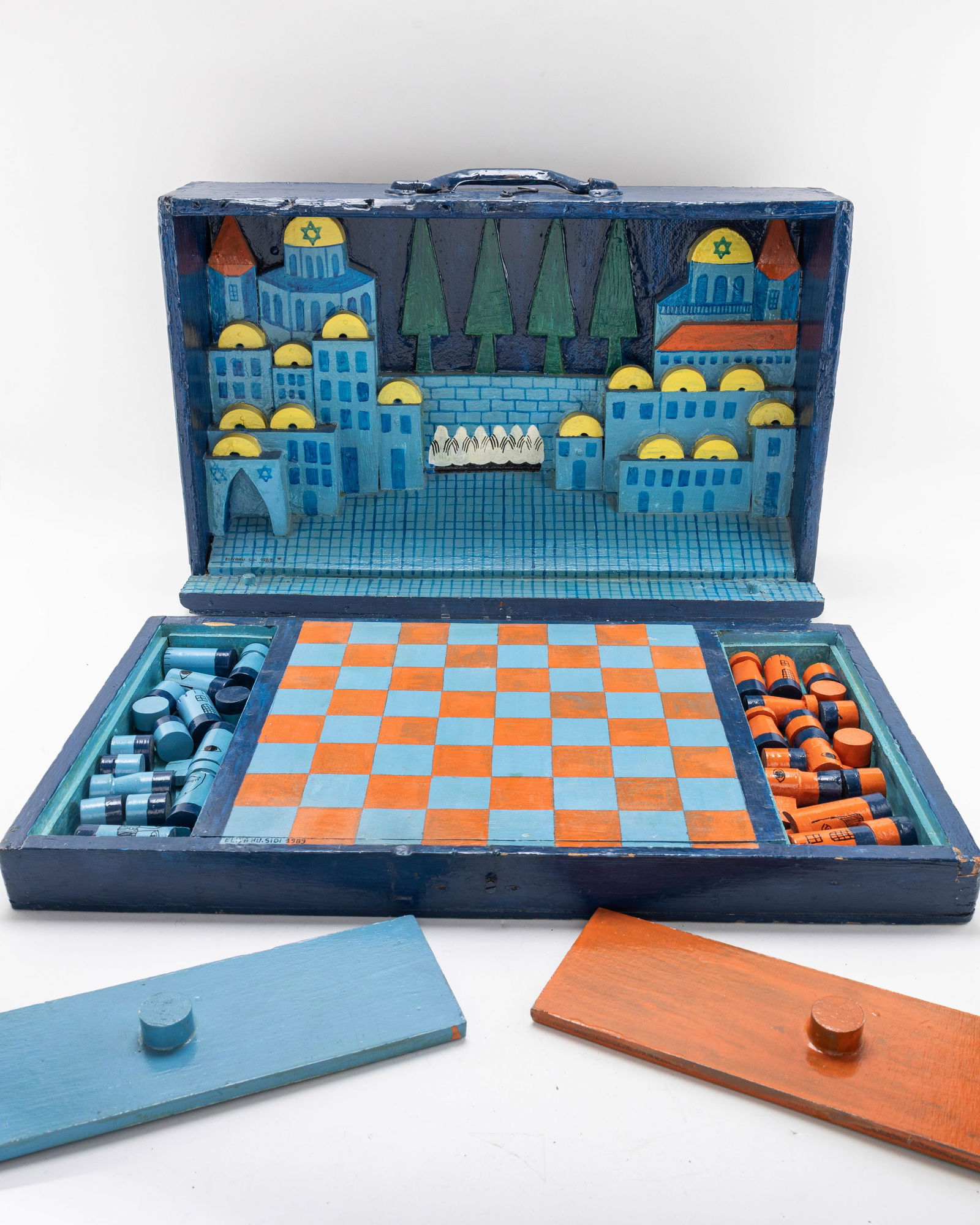 ELIYAHU SIDI - CHESSBOARD, CITY OF JERUSALEM: Bernard Eliyahu Sidi (B. 1936, France).