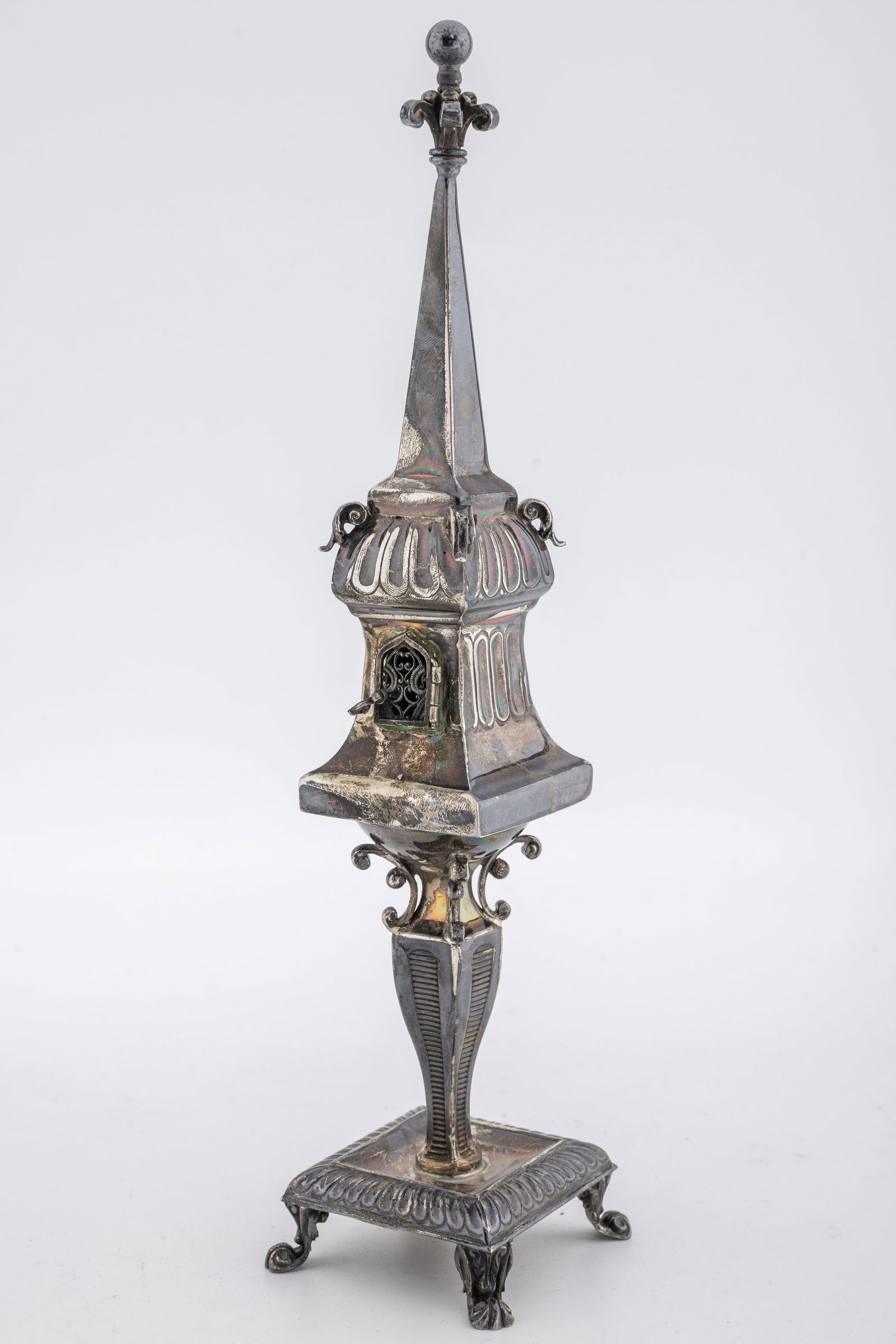 A LARGE STERLING SILVER SPICE TOWER BY HAZORFIM. Israel, modern. (1 of 1)