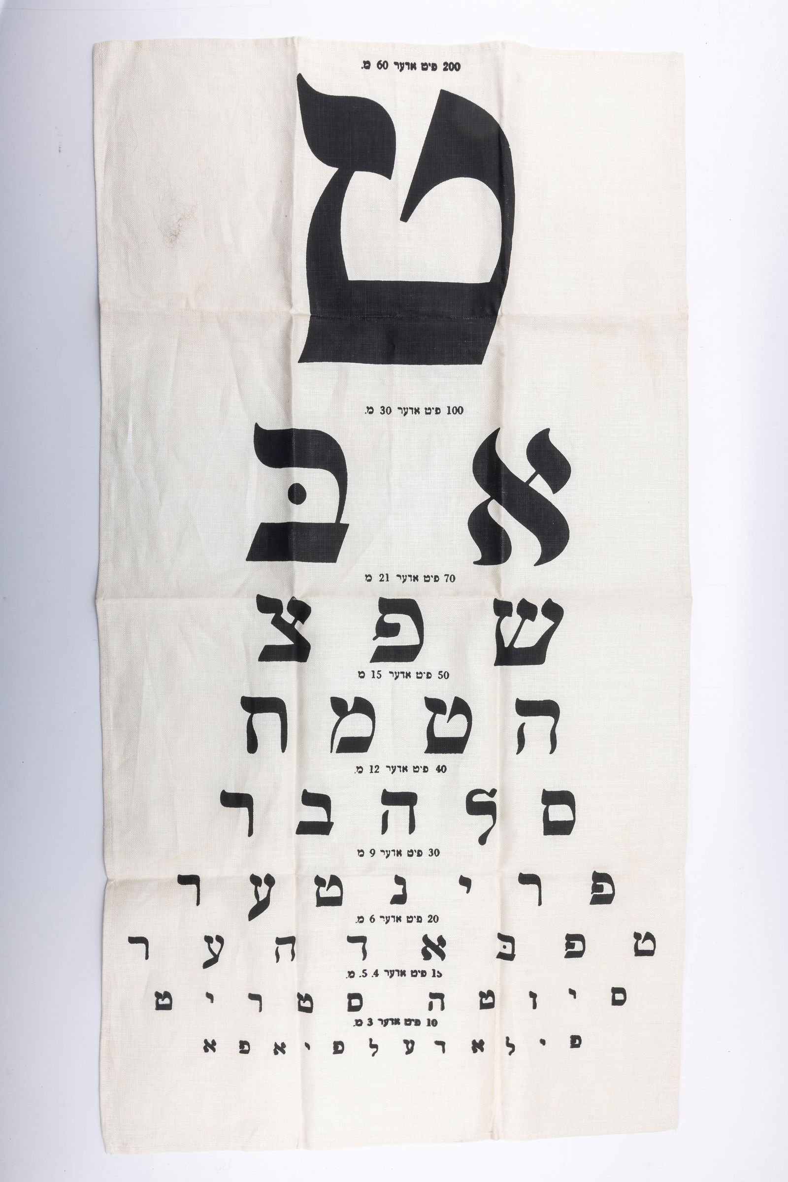 A VINTAGE YIDDISH EYE CHART. Philadelphia, early 20th century. (1 of 1)