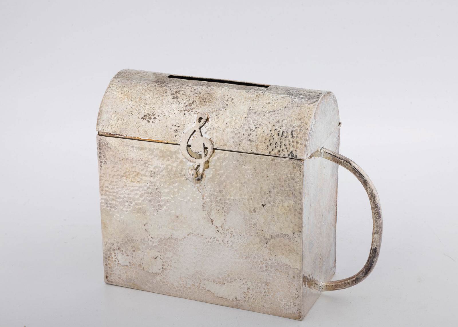 A HAND WROUGHT STERLING SILVER CHARITY CONTAINER. American, c.2000 (1 of 2)