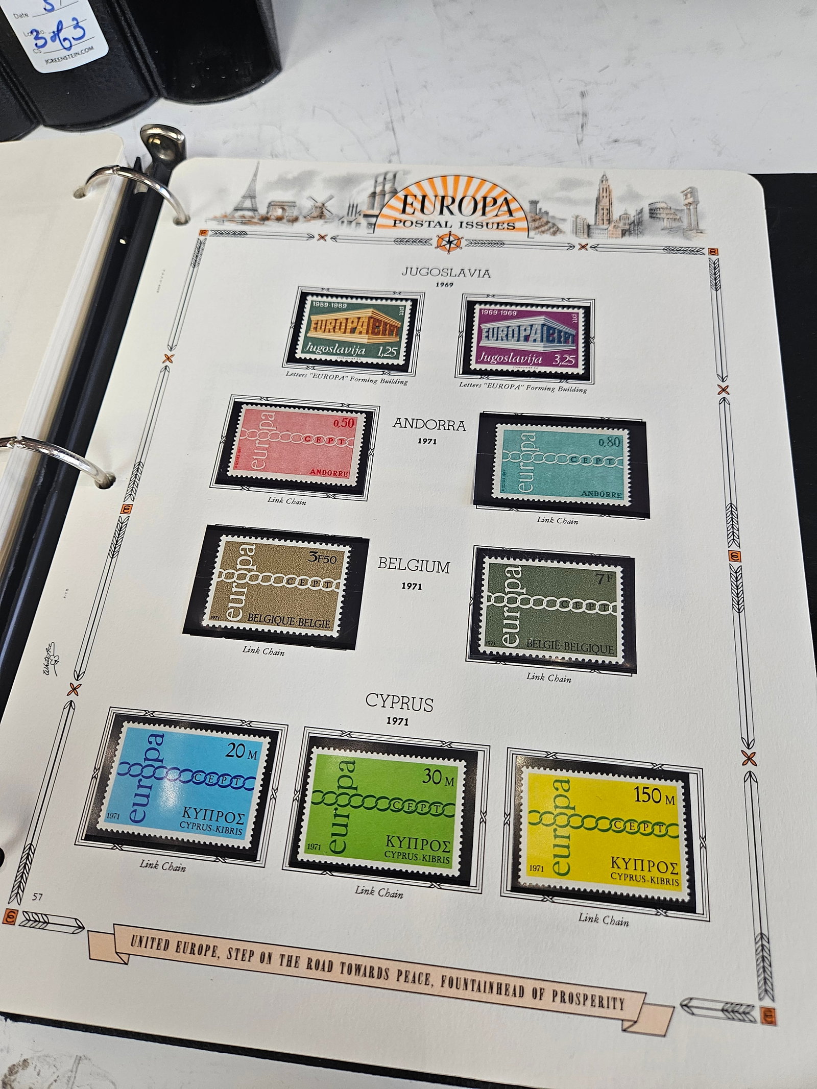 A COLLECTION OF THREE ALBUMS “EUROPA POSTAL ISSUES”. Three three-ring binders of mint stamps (1 of 15)