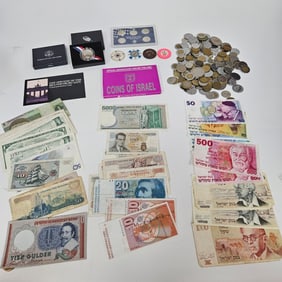 A GROUP OF WORLD BANKNOTES. Including 1- 5000 Belgian Francs, 11-various Israeli notes and 31 world